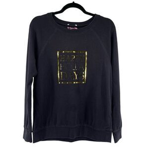 The Couture Kitten Women’s Happy Holla Days Gold Foil Graphic Sweatshirt Medium